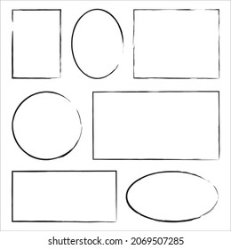 Diseño de marco de Grunge. Cifras geométricas vacías de tinta. Resumen. Estilo de arte Doodle. Ilustración vectorial. Imagen de archivo.