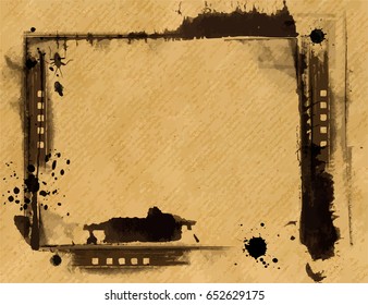 Grunge Frame Or Distressed Texture . Large High Detailed Decorative Vector Vintage Weathered Border. Great Grunge Background Or Retro Design Decor Element For Your Projects.