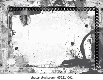 Grunge Frame Or Distressed Texture . Large High Detailed Decorative Vector Vintage Weathered Border. Great Grunge Background Or Retro Design Decor Element For Your Projects.