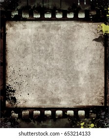 Grunge Frame Or Distressed Texture . Large High Detailed Decorative Vector Vintage Weathered Border. Great Grunge Background Or Retro Design Decor Element For Your Projects.
