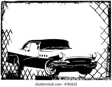 grunge frame with exotic car vector