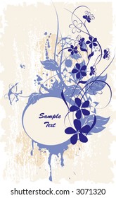 grunge frame with flowers - vector