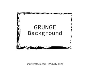 Grunge frame. Hand drawn textured design elements. Grunge frame. Black splatter edge on white background. Abstract rusty ink border. Concentration attention. Vector illustration. Eps file 42.