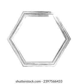Grunge frame in hexagon shape on white background Vector illustration