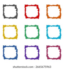 Grunge frame icon isolated on white background. Set icons colorful