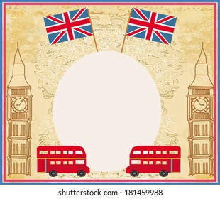 grunge frame with icons of London