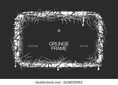 Grunge Frame Illustration with Abstract Distressed Glitch Texture Elements