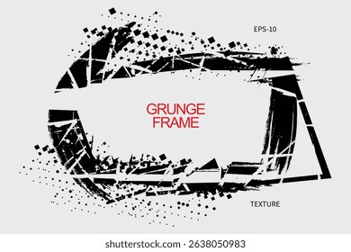 Grunge Frame Illustration with Abstract Distressed Glitch Texture Elements