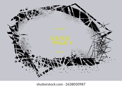 Grunge Frame Illustration with Abstract Distressed Glitch Texture Elements