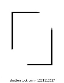 Marco del grunge aislado en el fondo blanco. Borde de enfoque rectangular negro, Plantilla de trazo de suciedad. Efecto de pincel de pintura. Diseño geométrico decorativo para la Ilustración vectorial de la decoración de página