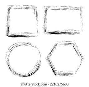 Grunge frame isolated on white. Brush stroke frames. Easy to edit vector template for your design. Distress border frames.