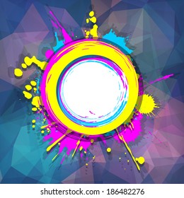 Grunge frame on the Abstract Multicolored geometric background with triangular polygons