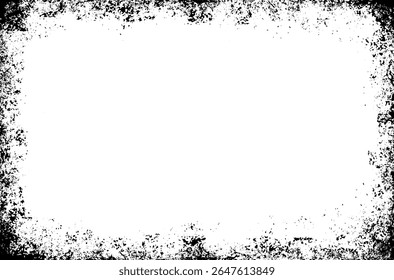 Grunge frame on a white background. Old frame with dust texture. Dirty retro border. 