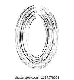 Grunge frame in oval shape on white background Vector illustration