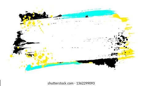Grunge frame. Place for text. Abstract textures. Paint stains. Ink splash. Splatter. Poster. Banner. Pastel colors.