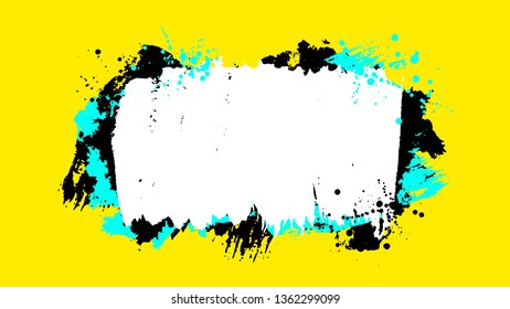 Grunge frame. Place for text. Abstract textures. Paint stains. Ink splash. Splatter. Poster. Banner. Pastel colors.