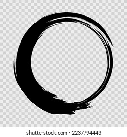 Grunge frame. Problematic circle drawn with a brush. Design element.