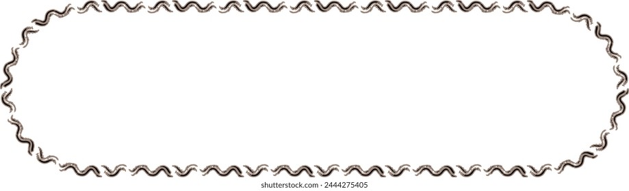 Grunge frame rectangle wave outline elongated texture element border shape icon, decorative doodle for design in vector illustration
