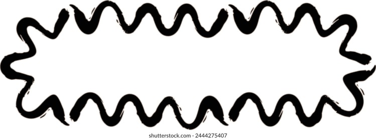 Grunge frame rectangle wave outline elongated texture element border shape icon, decorative doodle for design in vector illustration