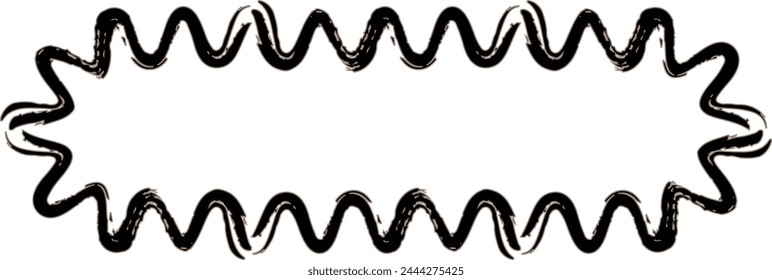 Grunge frame rectangle wave outline elongated texture element border shape icon, decorative doodle for design in vector illustration