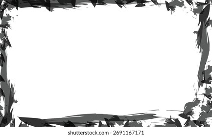 Marco de grunge con bordes ásperos aislados sobre fondo transparente, perfecto para añadir un toque de textura