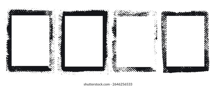 Grunge frame with rough texture. Overlay distressed backdrop. Dirty urban illustration. Messy damaged abstract vector design.Place for text, quote. Design for card, poster, logo.