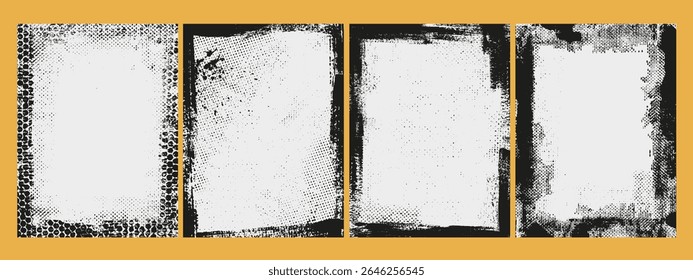 Grunge frame with rough texture. Overlay distressed backdrop. Dirty urban illustration. Messy damaged abstract vector design.Place for text, quote. Design for card, poster, logo.