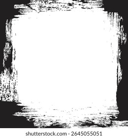 A grunge frame with rough, textured edges in a square shape. The border has a distressed, worn appearance creating an artistic effect. Cartoon vector illustration.