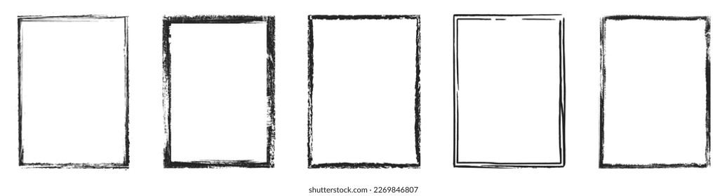 Grunge frame set. Grunge black border collection. Grunge style frames on white background - stock vector.