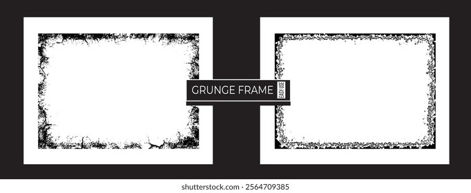 grunge frame set featuring overlay paint brush strokes and halftone effects