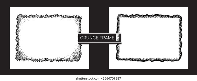 grunge frame set featuring overlay paint brush strokes and halftone effects