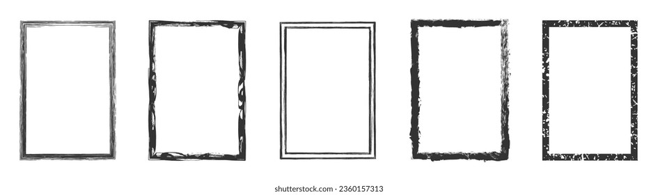 Grunge frame set, grounge border rectangle collecton – vector