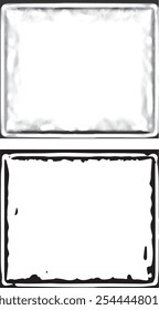 grunge frame set for photo, two blank metal frames border with black and white paint, a black and white photo frame set vector, 