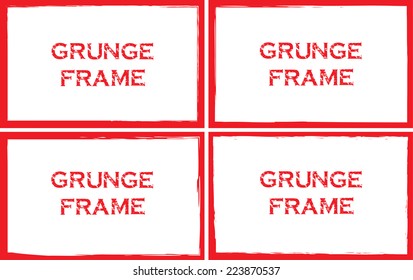 Grunge frame set in red color.Stock vector,