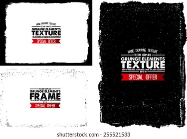 Texture de l'ensemble de cadres grunge - Modèle de création Abstrait. Ensemble d'images vectorielles - facile à utiliser 