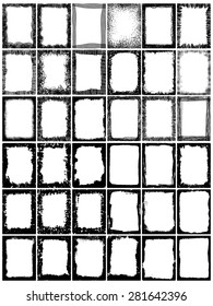 Grunge frame set texture, Abstract design template. Stock vector collection, chalk.