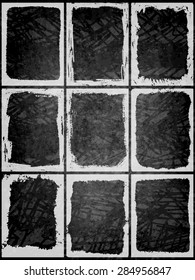 Grunge frame set texture, Abstract design template. Stock vector collection, on chalkboard.