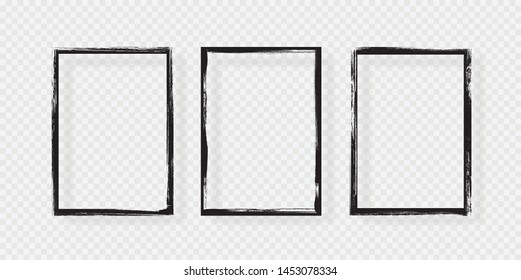 Grunge frame with shadow on isolated background - stock vector.