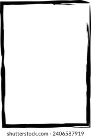 Grunge frame shape icon, vertical rectangle decorative vintage border doodle element for simple banner design in vector illustration
