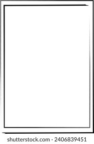 Grunge frame shape icon, vertical rectangle decorative vintage border doodle element for simple banner design in vector illustration
