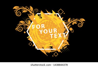 Grunge frame with space for text. Grunge background. Paint splash. Vector abstract background with ink brush strokes and geometrical shapes. Vector colorful paint splashes. 