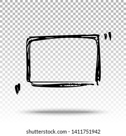 Grunge Frame for Text, Scratch Hand Drawn Vector Element for Design. Empty Ink Border.