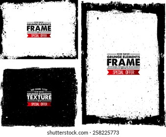 Grunge frame and texture set - Abstract design template. Stock vector set - easy to use
