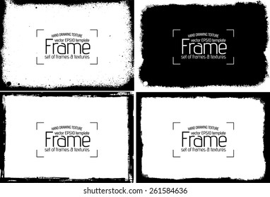 Grunge frame texture set - Abstract design template. Stock vector set - easy to use
