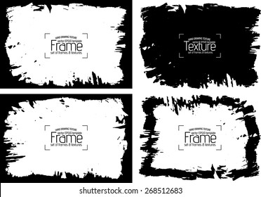 Grunge frame and texture set  - Abstract design template. Stock vector set 