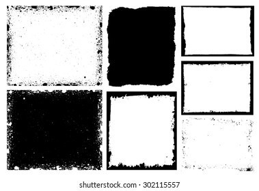 Grunge frame texture set - Abstract design template. Stock vector set - easy to use