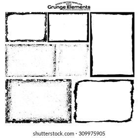 Grunge frame texture set - Abstract design template. Stock vector set - easy to use