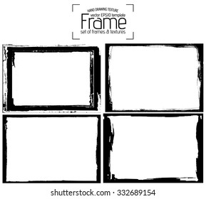 Grunge frame texture set - Abstract design template. Isolated stock vector set - easy to use
