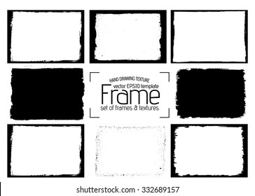 Grunge frame texture set - Abstract design template. Isolated stock vector set - easy to use