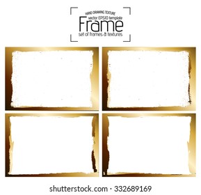 Grunge frame texture set - Abstract design template. Isolated stock vector set - easy to use